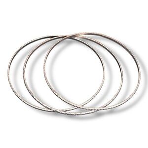 Set Of 3 Silver Thin Bangle Bracelets Classic Elegant Lot Boho Bohemian